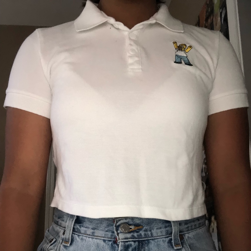 White Simpson’s collared crop top